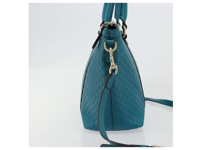 GUCCI Micro GG Guccissima Cuero Outlet 2way Verde Esmeralda 449646 Auth ka4748 Dorado - view 5