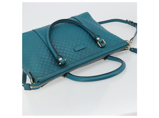 GUCCI Micro GG Guccissima Cuero Outlet 2way Verde Esmeralda 449646 Auth ka4748 Dorado - view 6