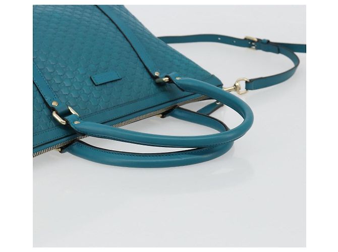 GUCCI Micro GG Guccissima Cuero Outlet 2way Verde Esmeralda 449646 Auth ka4748 Dorado - view 7
