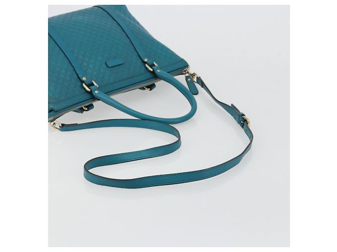 GUCCI Micro GG Guccissima Cuero Outlet 2way Verde Esmeralda 449646 Auth ka4748 Dorado - view 9