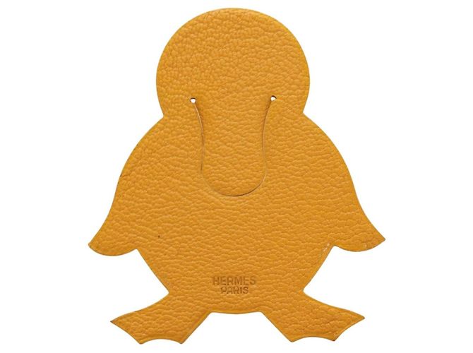 Hermès HERMES Lesezeichen Duck Pika Book Leder Gelb Authentisch 184759M - Ansicht 3