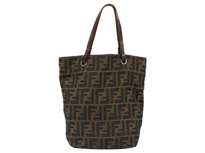 Borsa a Mano FENDI Zucca Canvas Nero Marrone Auth 185020 - vista 13