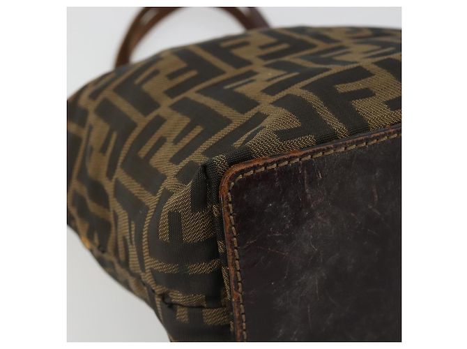Borsa a Mano FENDI Zucca Canvas Nero Marrone Auth 185020 - vista 14