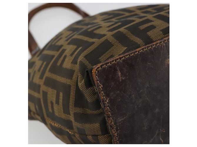 Borsa a Mano FENDI Zucca Canvas Nero Marrone Auth 185020 - vista 16