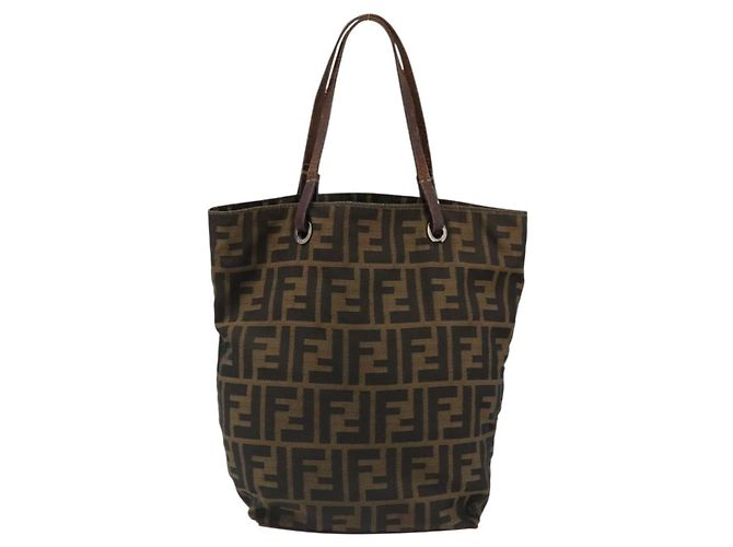 Borsa a Mano FENDI Zucca Canvas Nero Marrone Auth 185020 - vista 2