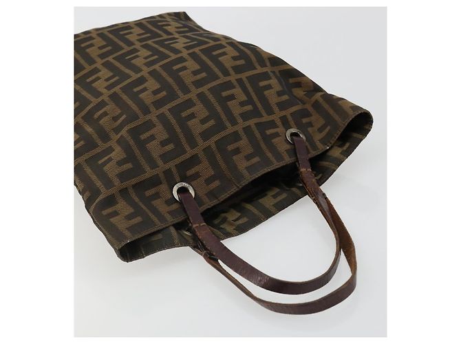 Borsa a Mano FENDI Zucca Canvas Nero Marrone Auth 185020 - vista 7