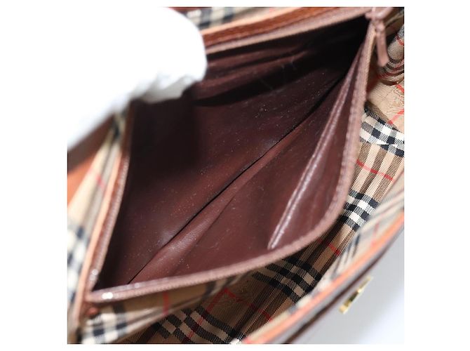 Borsa a Spalla Burberry in Pelle Marrone Oro Auth ep14819 D'oro - vista 12