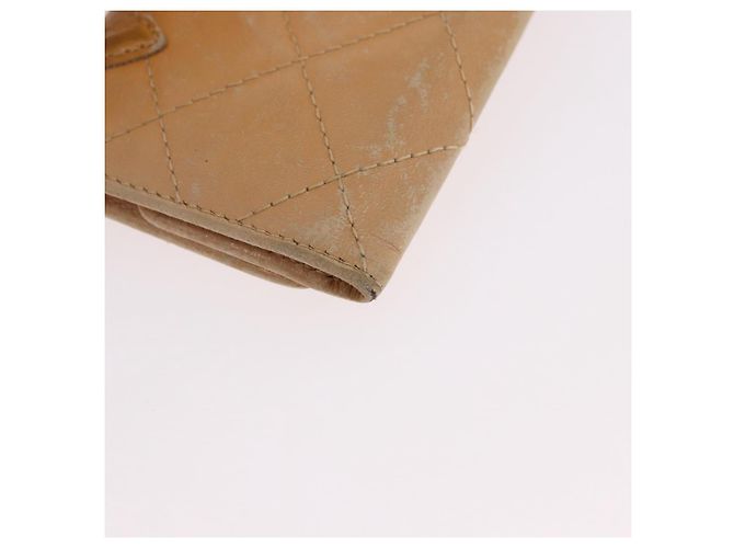 CHANEL Cambon Line Matelassé Llavero de cuero beige con CC plateado Auténtico ep14903 Plata - vista 11