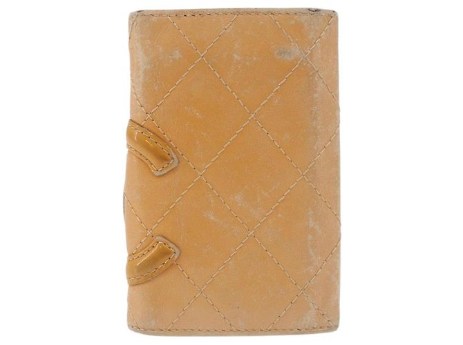 CHANEL Cambon Line Matelassé Llavero de cuero beige con CC plateado Auténtico ep14903 Plata - vista 3