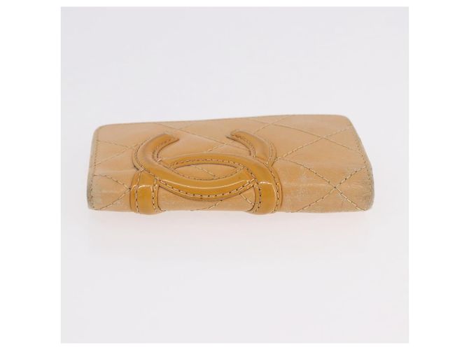 CHANEL Cambon Line Matelassé Llavero de cuero beige con CC plateado Auténtico ep14903 Plata - vista 4