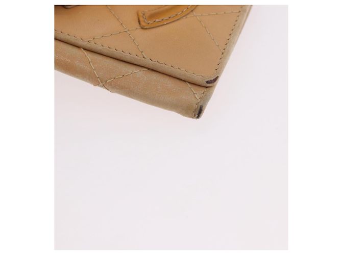 CHANEL Cambon Line Matelassé Llavero de cuero beige con CC plateado Auténtico ep14903 Plata - vista 8