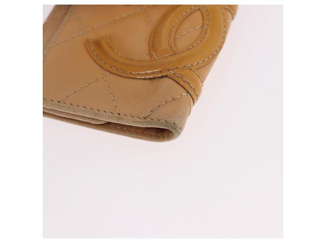 CHANEL Cambon Line Matelassé Llavero de cuero beige con CC plateado Auténtico ep14903 Plata - vista 9