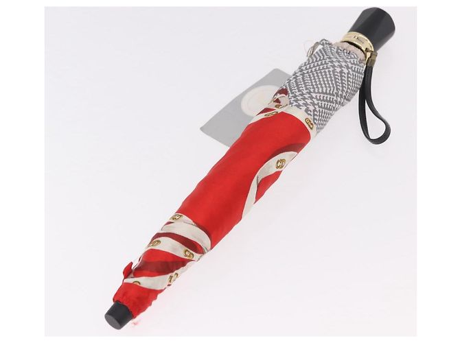 Christian Dior Folding Umbrella Polyester Made by Kanebo Red Gold Auth 184396M Golden - view 11