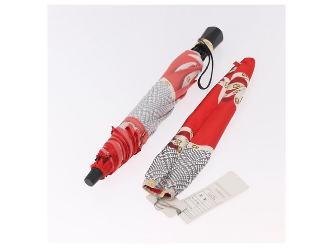 Christian Dior Folding Umbrella Polyester Made by Kanebo Red Gold Auth 184396M Golden - view 12