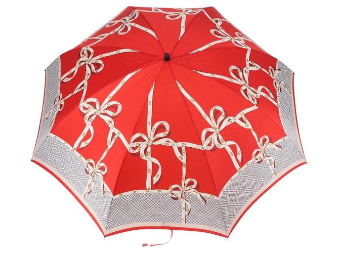 Christian Dior Folding Umbrella Polyester Made by Kanebo Red Gold Auth 184396M Golden - view 2