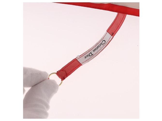 Christian Dior Folding Umbrella Polyester Made by Kanebo Red Gold Auth 184396M Golden - view 7