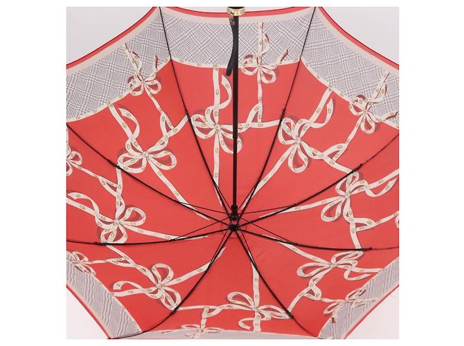 Christian Dior Folding Umbrella Polyester Made by Kanebo Red Gold Auth 184396M Golden - view 8