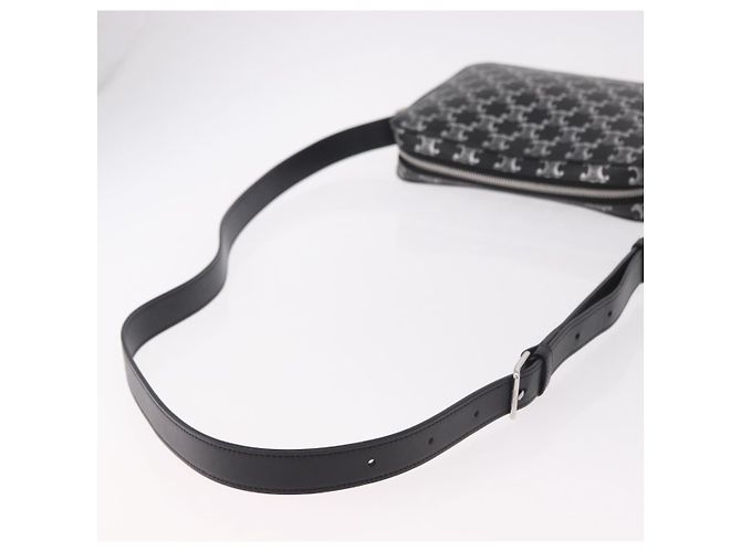 16 Céline CELINE Macadam Canvas Schultertasche PVC Schwarz Silber Authentisch 184915SAM - Ansicht 7