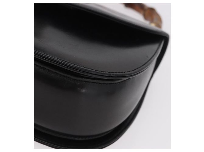 Borsa a mano GUCCI Bamboo in pelle nera e oro 000 01 0633 Auth 184960V Nero D'oro - vista 11