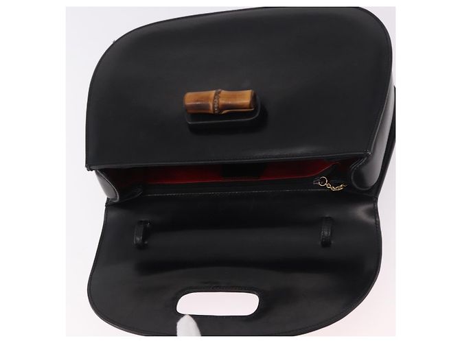 Borsa a mano GUCCI Bamboo in pelle nera e oro 000 01 0633 Auth 184960V Nero D'oro - vista 15