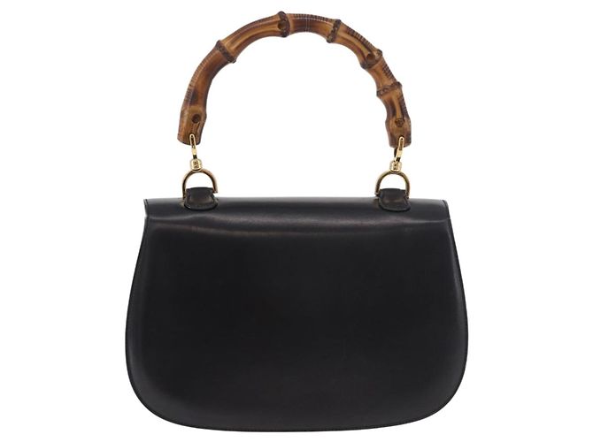 Borsa a mano GUCCI Bamboo in pelle nera e oro 000 01 0633 Auth 184960V Nero D'oro - vista 3