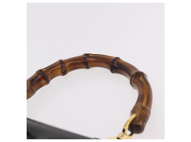 Borsa a mano GUCCI Bamboo in pelle nera e oro 000 01 0633 Auth 184960V Nero D'oro - vista 8