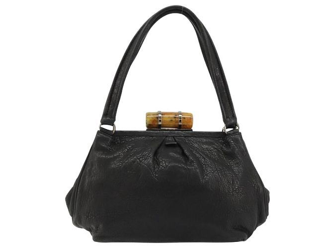Borsa Miu Miu in pelle nera argento Auth am11809V Nero - vista 13