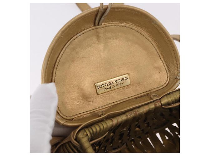 Borsa a Spalla BOTTEGA VENETA Rattan Gold Auth ar13948 D'oro - vista 11