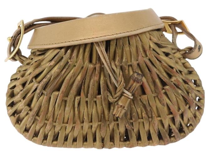 Borsa a Spalla BOTTEGA VENETA Rattan Gold Auth ar13948 D'oro - vista 13