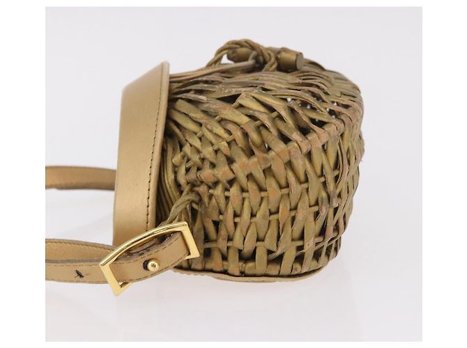 Borsa a Spalla BOTTEGA VENETA Rattan Gold Auth ar13948 D'oro - vista 4