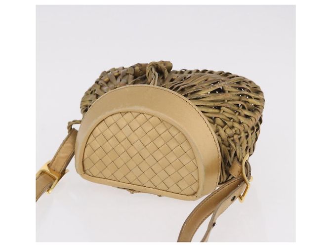 Borsa a Spalla BOTTEGA VENETA Rattan Gold Auth ar13948 D'oro - vista 6