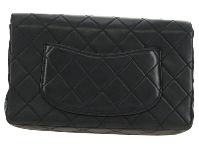 CHANEL Matelasse 25 Chain Shoulder Bag Lamb Skin Black Silver CC Auth 184284V Nero Argento - vista 2