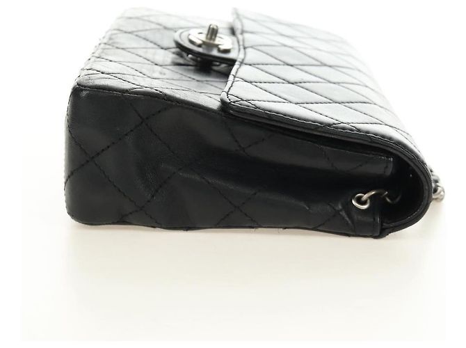 CHANEL Matelasse 25 Chain Shoulder Bag Lamb Skin Black Silver CC Auth 184284V Nero Argento - vista 4