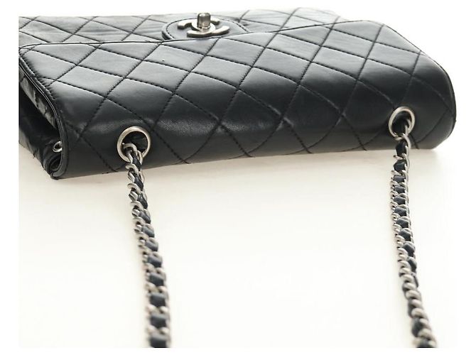 CHANEL Matelasse 25 Chain Shoulder Bag Lamb Skin Black Silver CC Auth 184284V Nero Argento - vista 6