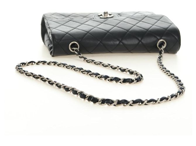 CHANEL Matelasse 25 Chain Shoulder Bag Lamb Skin Black Silver CC Auth 184284V Nero Argento - vista 7