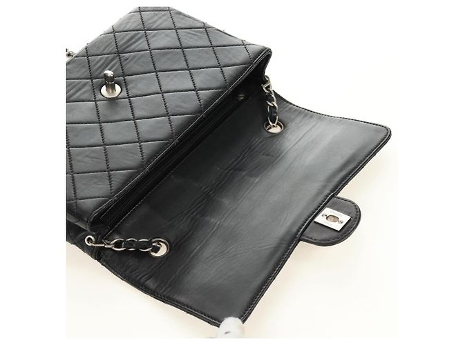 CHANEL Matelasse 25 Chain Shoulder Bag Lamb Skin Black Silver CC Auth 184284V Nero Argento - vista 9