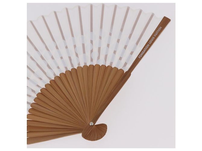 LOUIS VUITTON Fondation Japanese Fan Polyester Weiß LV Auth bs35612V - Ansicht 5