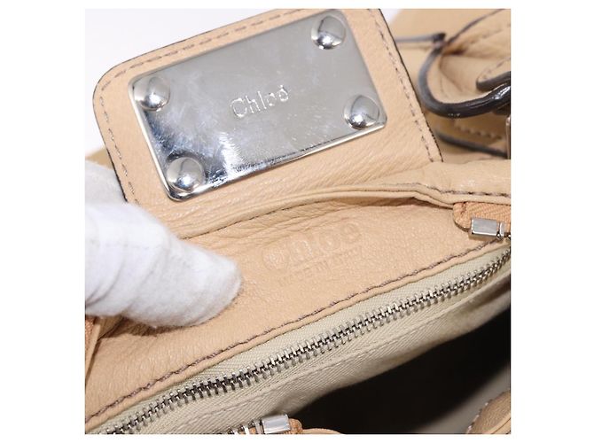Chloé Borsa Chloe Paddington in pelle beige argento Auth 184977A - vista 19