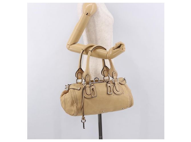 Chloé Borsa Chloe Paddington in pelle beige argento Auth 184977A - vista 26
