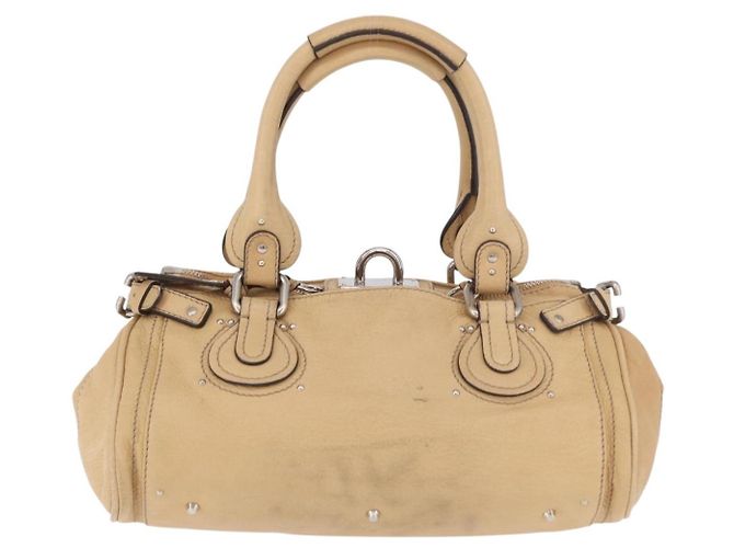 Chloé Borsa Chloe Paddington in pelle beige argento Auth 184977A - vista 3