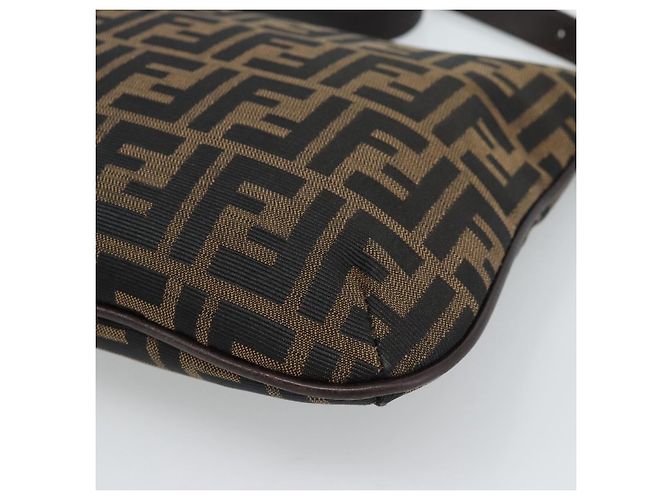 FENDI Zucca Canvas Mamma Baguette Shoulder Bag Black Brown Auth 185075V Marrone Nero - vista 15