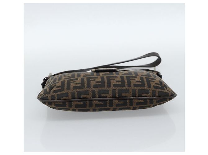FENDI Zucca Canvas Mamma Baguette Shoulder Bag Black Brown Auth 185075V Marrone Nero - vista 5