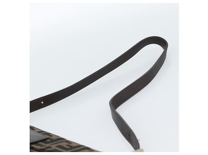 FENDI Zucca Canvas Mamma Baguette Shoulder Bag Black Brown Auth 185075V Marrone Nero - vista 8