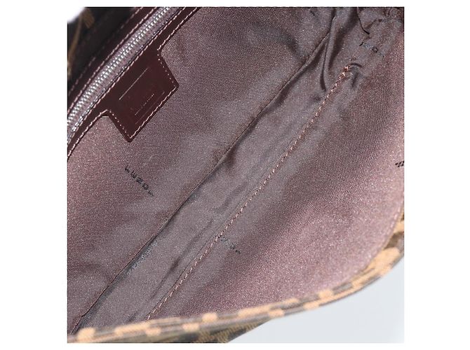FENDI Zucca Canvas Mamma Baguette Shoulder Bag Black Brown Auth 185659SAM Marrone Nero - vista 10