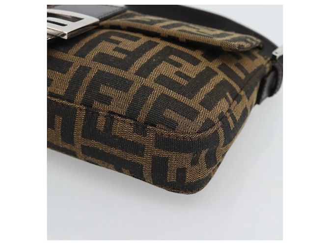 FENDI Zucca Canvas Mamma Baguette Shoulder Bag Black Brown Auth 185659SAM Marrone Nero - vista 14
