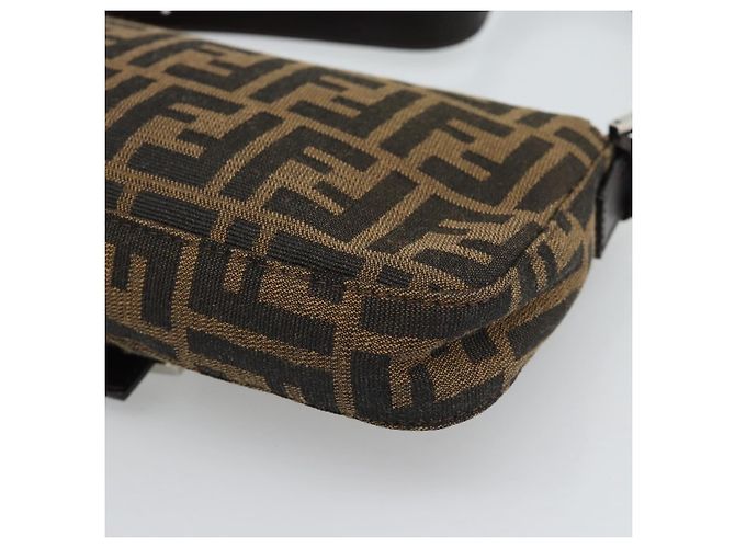 FENDI Zucca Canvas Mamma Baguette Shoulder Bag Black Brown Auth 185659SAM Marrone Nero - vista 16