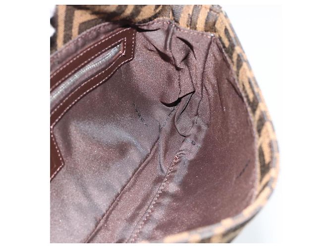 FENDI Zucca Canvas Mamma Baguette Shoulder Bag Black Brown Auth 185659SAM Marrone Nero - vista 19