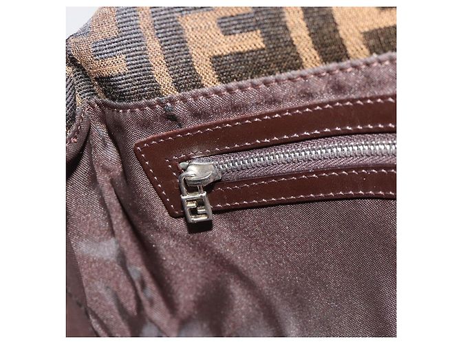 FENDI Zucca Canvas Mamma Baguette Shoulder Bag Black Brown Auth 185659SAM Marrone Nero - vista 21