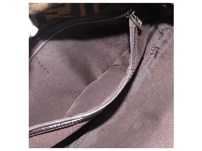 FENDI Zucca Canvas Mamma Baguette Shoulder Bag Black Brown Auth 185659SAM Marrone Nero - vista 22