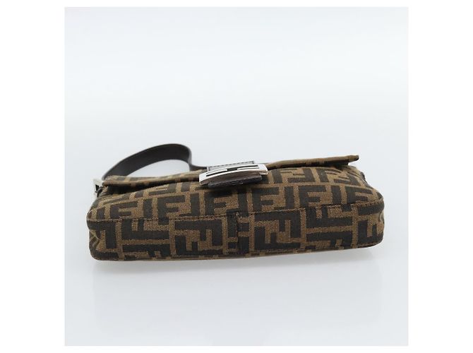FENDI Zucca Canvas Mamma Baguette Shoulder Bag Black Brown Auth 185659SAM Marrone Nero - vista 5